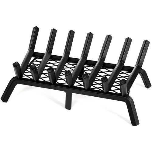 Fireplace Grates with Ember Retainer- 21 Inch Fireplace Log Grate Heavy Duty Solid Steel 7-Bars, Fire Grate, Inside Wrought Cast Iron Wood Stove Pit for Indoor Outdoor Chimney Hearth