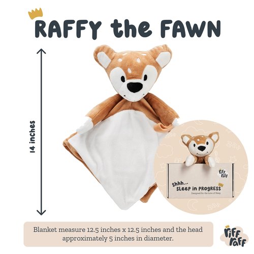 Riff Raff Baby Sleep Toy Soother - Musical Plush Fawn with White Noise & Lullaby - Lovey Security Blanket for Newborns & Infants
