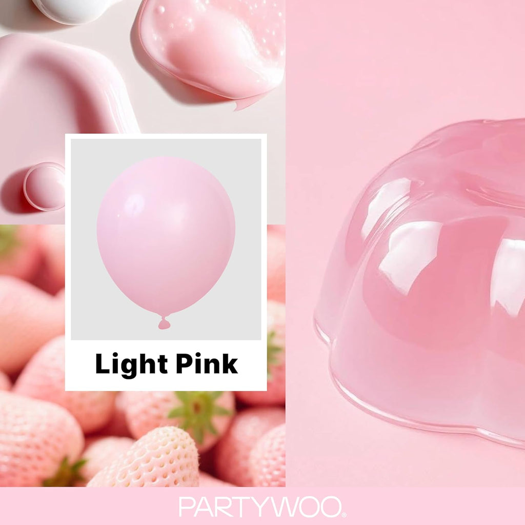 PartyWoo Light Pink Balloon Arch Kit - 152pcs in Various Sizes for Baby Showers & Birthdays