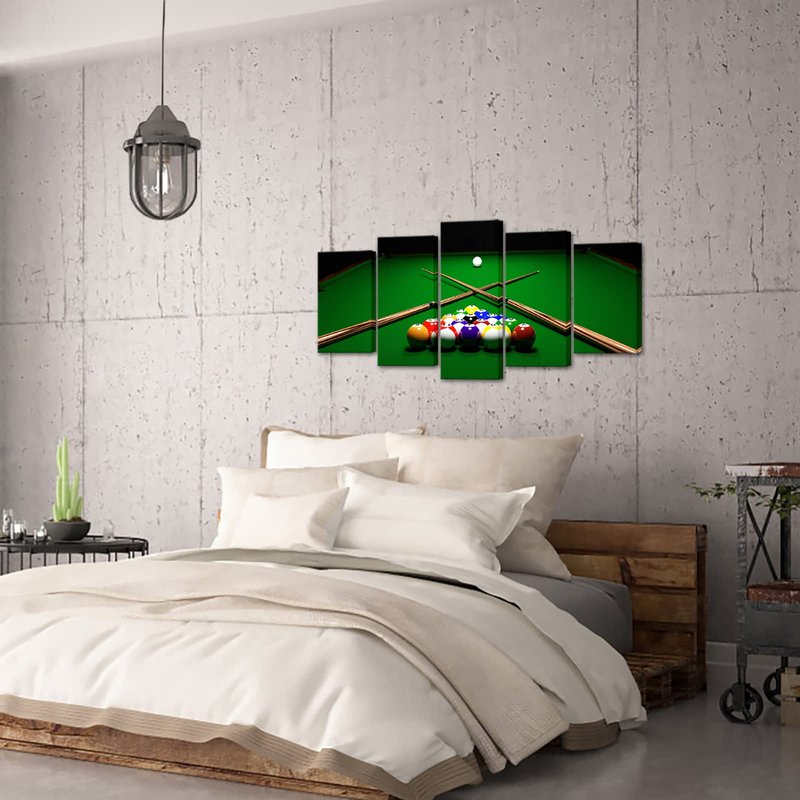 YeiLnm Billiards Ball Picture Sports Posters 5 Pieces Wall Art for Playing Pool Bar Game Room