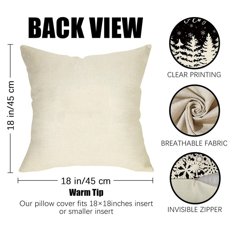 Fahrendom Winter Snowflake Decorative Throw Pillow Covers 18x18 Set of 4, Let It Snow Christmas Pine Tree Black Outdoor Pillowcase, Get Cozy Seasonal Holiday Farmhouse Cushion Case Home Decor
