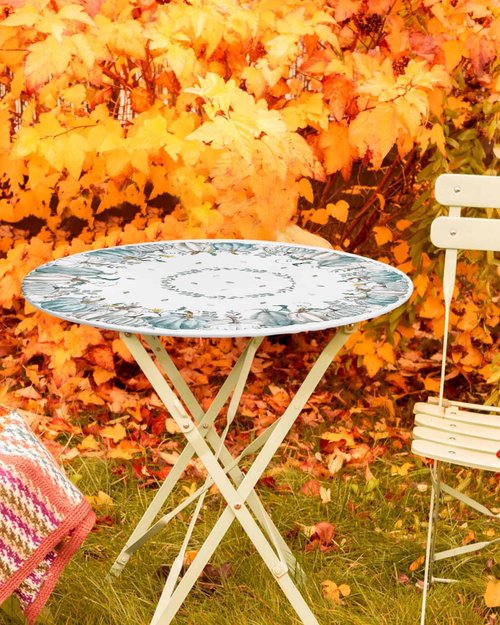 Fall Round Fitted Tablecloth with Elastic Thanksgiving White Teal Pumpkin Tablecloths Eucalyptus Leaves Table Cover for Kitchen Dinner Autumn Holiday Party Picnic Fits Tables up to 55"- 60" Diameter