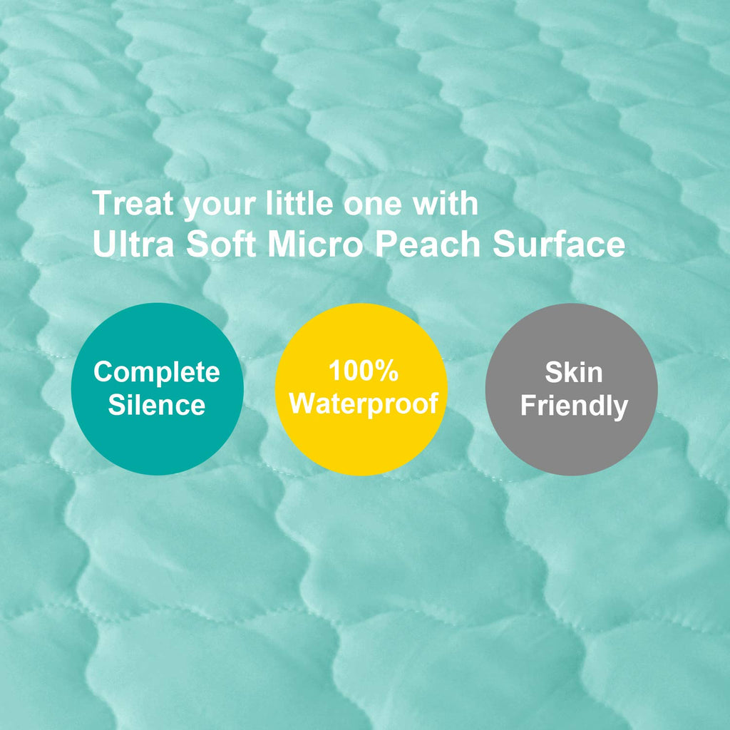 Skiennix Waterproof Playard Sheet - Quilted Protector for Baby Mattresses | 39" x 27" - Aqua