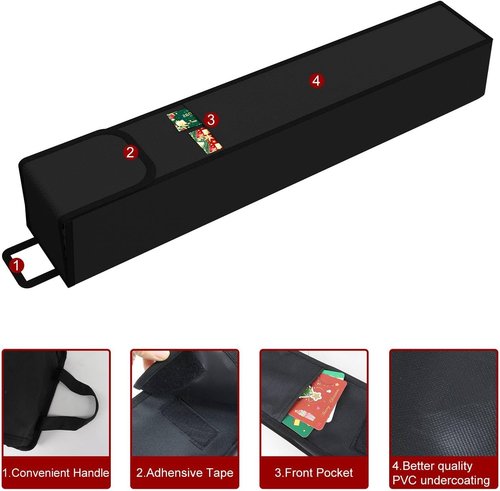 Demao Gift Wrapping Paper Storage Bag - Organize 9 Standard Rolls with Pocket | Black (2-Pack)