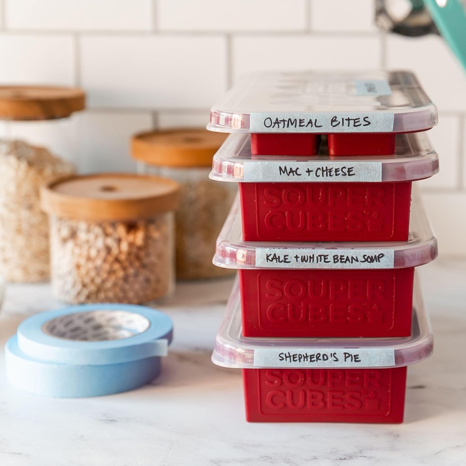 Souper Cubes Kitchen Labeling Tape - 2 Rolls of Freezer Tape in 0.47" & 0.95" Widths for Easy Organization