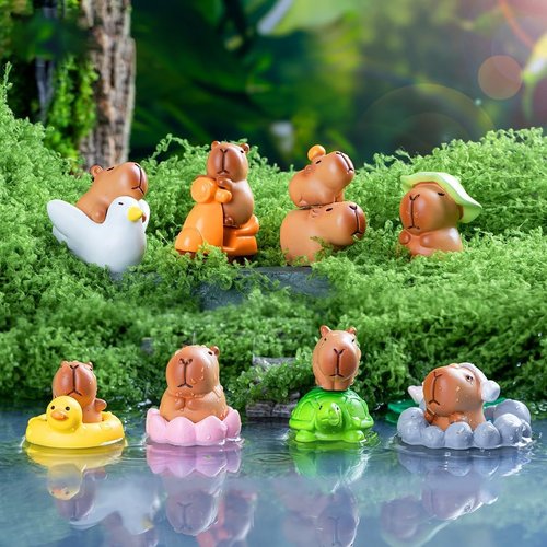 Exasinine 27-Piece Mini Capybara Figurine Set - Adorable Cake Toppers for DIY Fairy Garden Decor