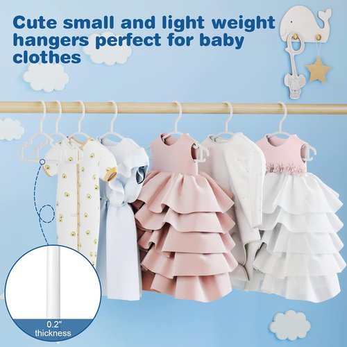 GoodtoU Baby Hangers - 60 Pack Plastic Clothes Hangers for Infants & Toddlers | White Color