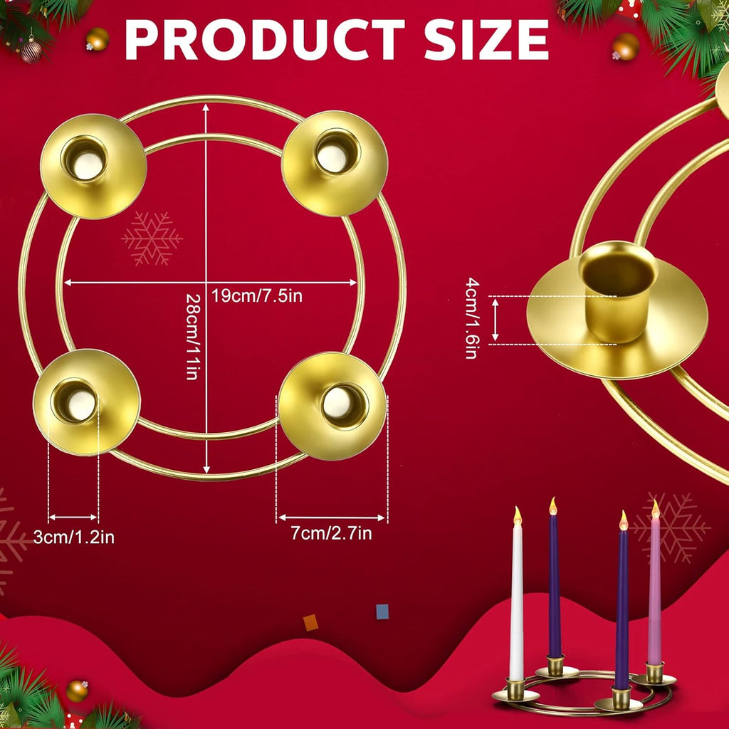 Sliner Christmas Advent Wreath Ring - Metal Candle Holder for Festive Table Decorations | 2 Pcs Set