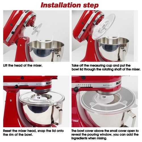 Bowl Cover Compatible with KitchenAid 4.5-5 Qt Tilt-Head Stand Mixer Bowl Covers with Extra Pouring Window, Dishwasher Safe Lid to Prevent Spilling (Pack of 1)