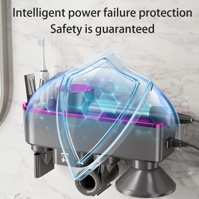 WAVANCKY Hair Dryer Holder Compatible for Dyson Supersonic and Attachments, Magnetic Nozzle Storage, Automalic Hand Drying No Drilling Required, Blow Dryer Stand for Dyson (Pink-Red)