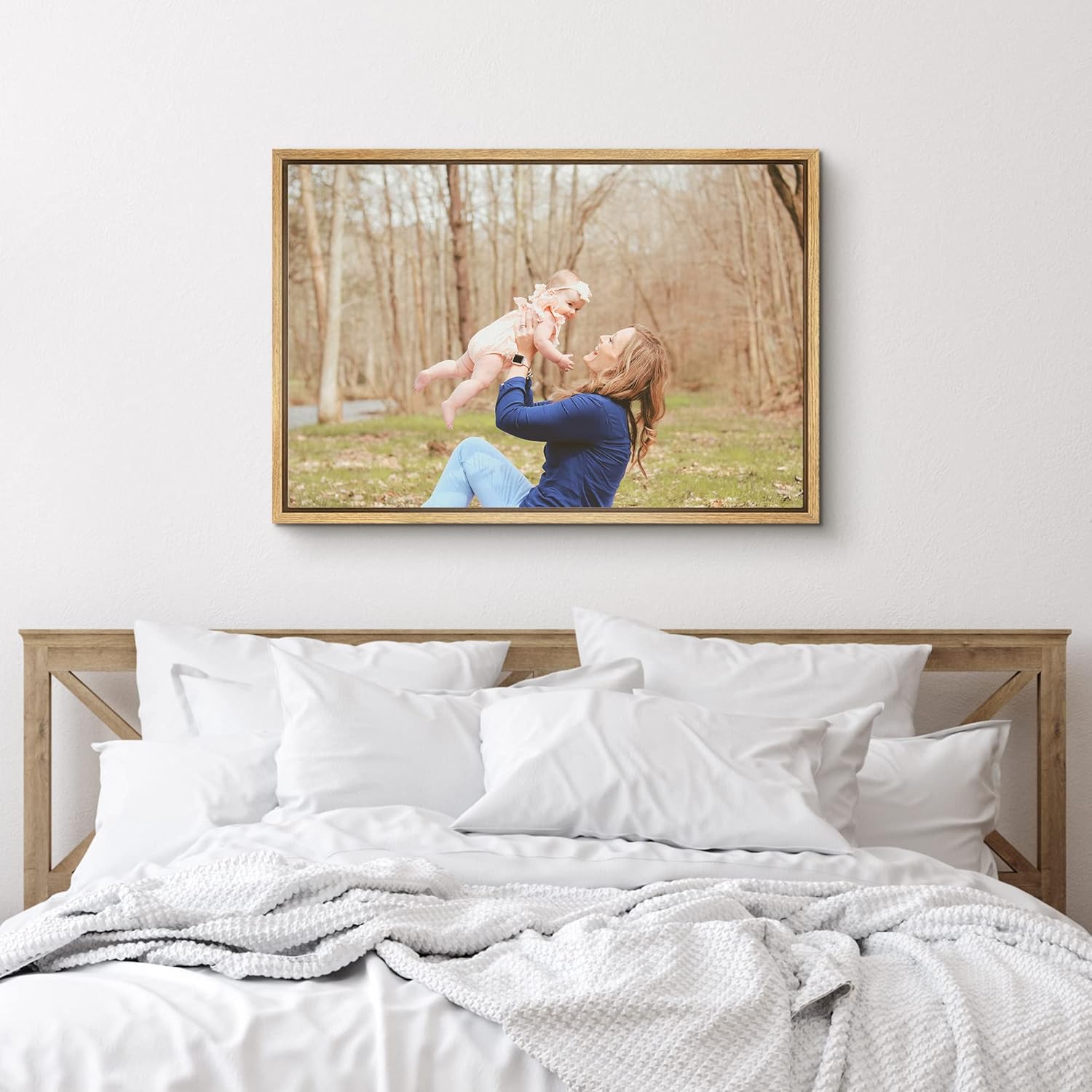 SIGNFORD Custom Canvas Prints - Personalized Wall Art with Family Photos | 16"x24", Natural Frame