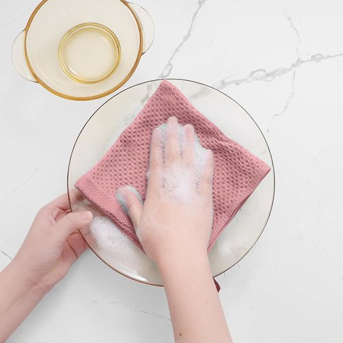 Homaxy 100% Cotton Dish Cloths - Ultra Soft, Absorbent & Quick-Drying | 12x12 Inches, 6-Pack in Dried Rose