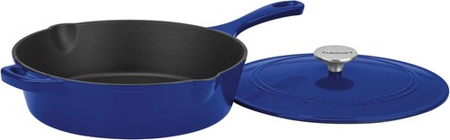 Cuisinart 12-Inch Cast Iron Chicken Fryer - 4.5 Quart, Oven Safe, Induction Compatible, Cobalt Blue
