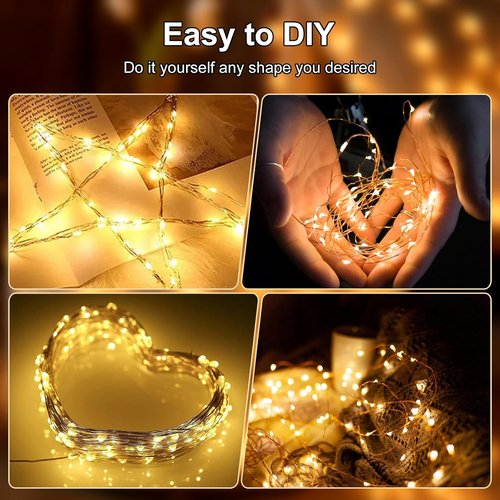Fairy Lights | 50 LED Battery Operated String Lights - 16.4ft Waterproof Silver Wire for Christmas & Party Decor (Warm White, 2 Pack)