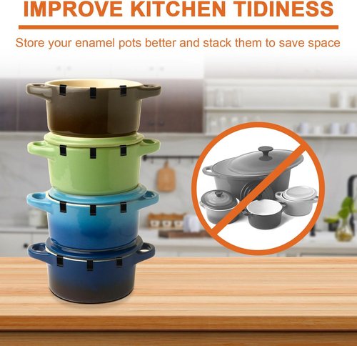 Gosknor Dutch Oven Lid Protector Clips - 12-Piece Silicone Set for Round & Oval Lids - Black