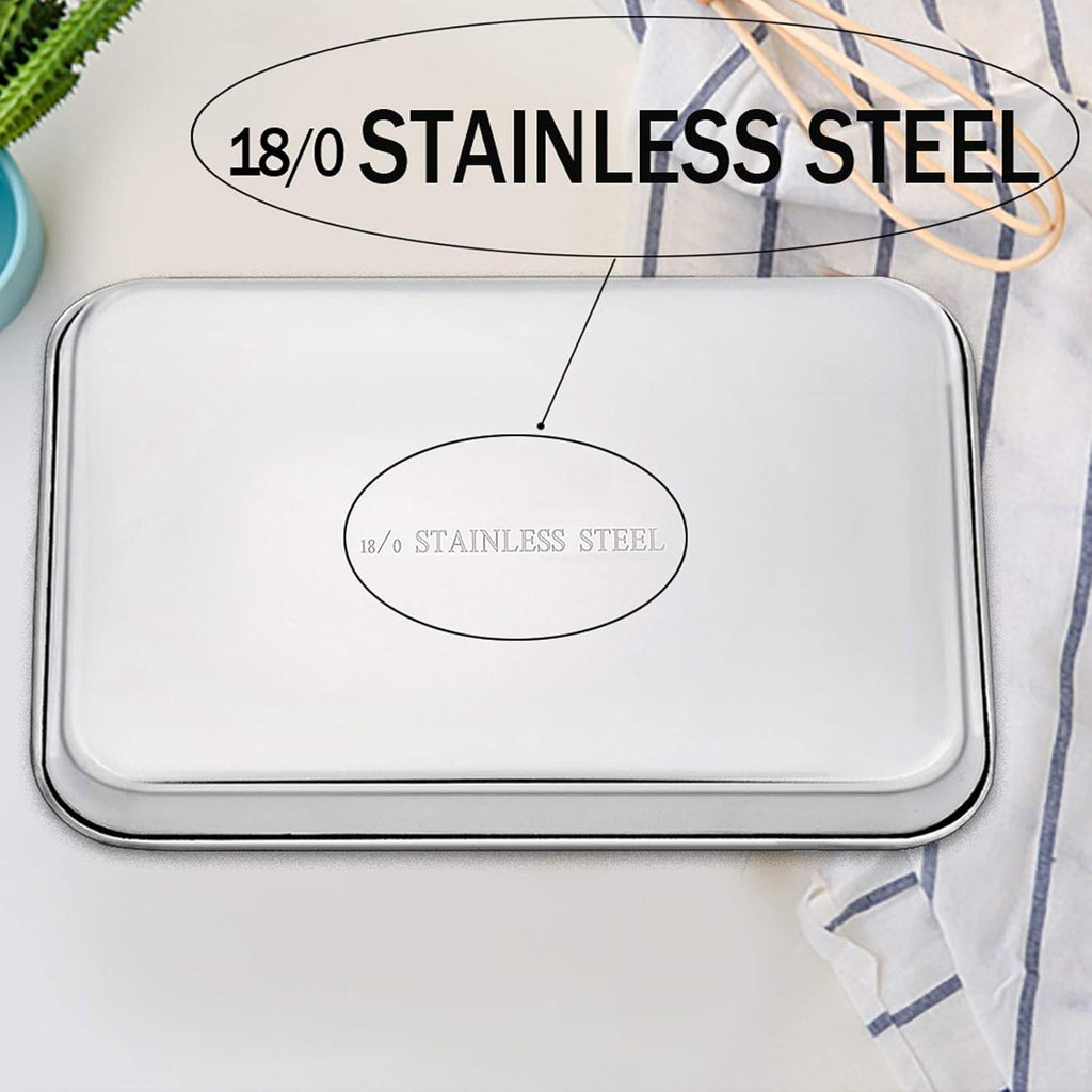 TeamFar Baking Sheet Set - 4-Piece Stainless Steel Cookie Tray Set | Non-Toxic, Rust-Free, Dishwasher Safe