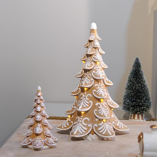 Cynkeyee Gingerbread Christmas Tree Decoration - Indoor Lights & Festive Centerpiece | 6.5x4.5x10 Inch