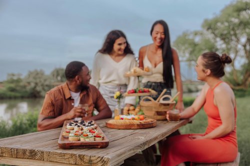 Picnic TIME Canapé Appetizer Serving Tray, Long Rectangular Charcuterie Board, Acacia Wood Cheese Board, Grazing Board (Acacia Wood)