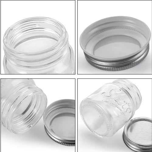 Lawei Set of 16 Mini Mason Jars with Lids - 2 Oz Mason Jars Shot Glasses Mason Shooter Glass for Drinks Shot Favors Desserts