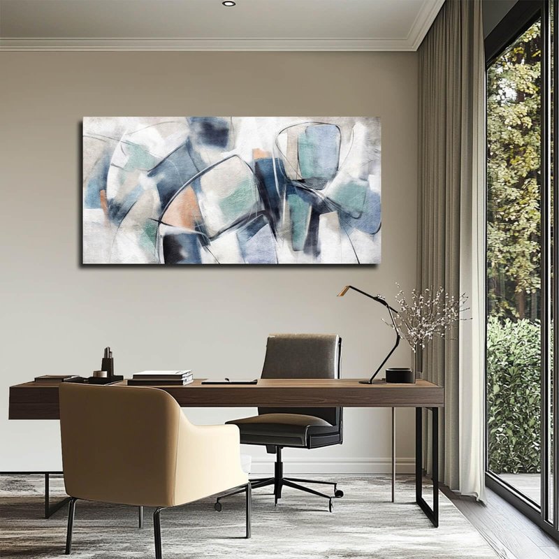 VAYIMDH Blue Pictures Wall Decor Abstract Wall Art Modern Artwork for Business Lobby Pink Wall Pictures for Wall 24x48 In