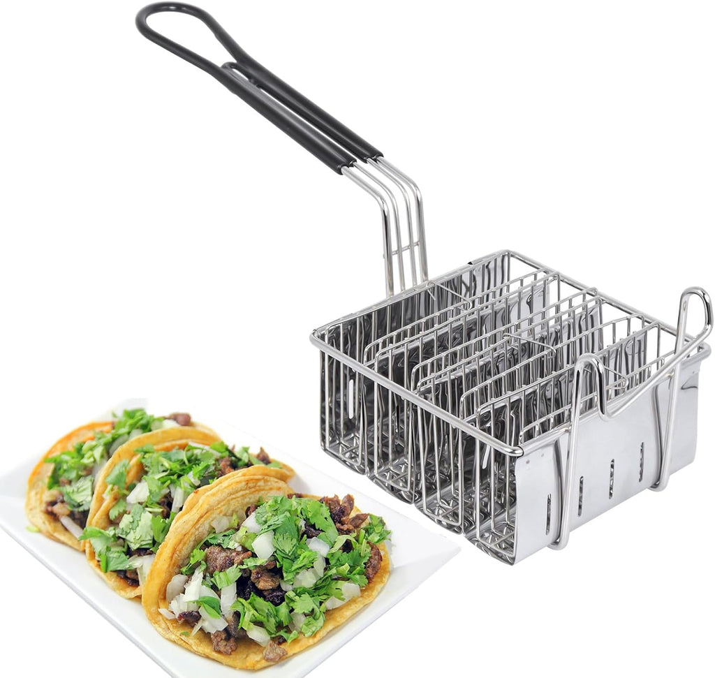 Skiennix Taco Fryer Basket - Stainless Steel Deep Fryer with Handle for Perfect Taco Shells