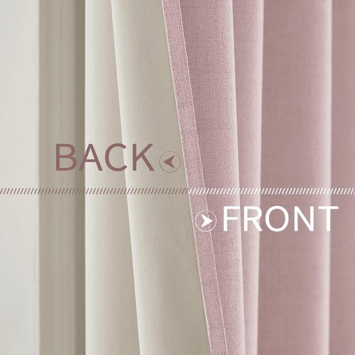 MIULEE Blackout Curtains - 100% Thermal Insulated Linen Texture Drapes | Pink, 52x84 Inch (2 Panels)