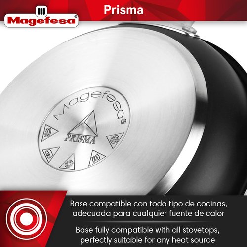 Magefesa Prisma 7.9-Inch Frying Pan, 18/10 Stainless Steel, Triple-Layer Nonstick, Works on All Stovetops Including Induction, Oven Safe to 392°F, Dishwasher Safe, Durable Skillet