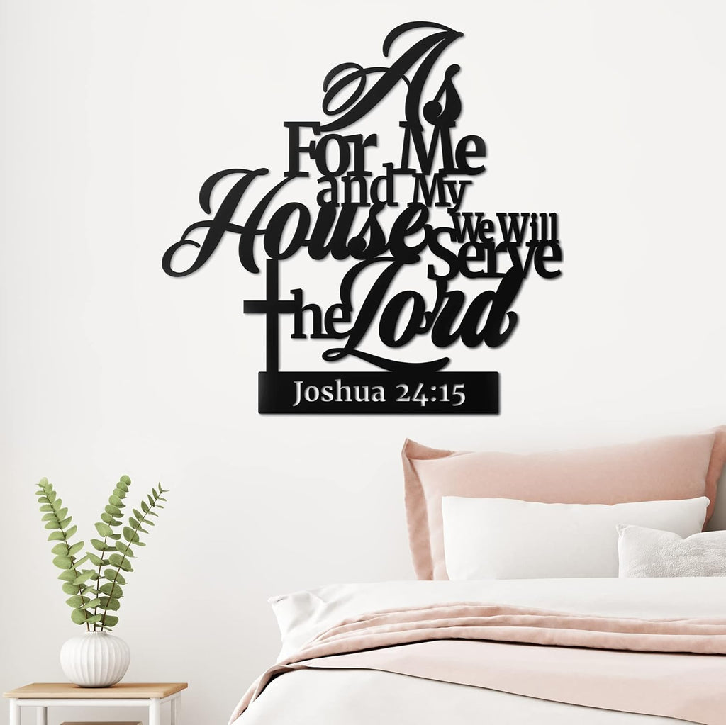 Vivegate Metal Bible Verse Wall Decor - "As For Me And My House" Christian Sign | Black