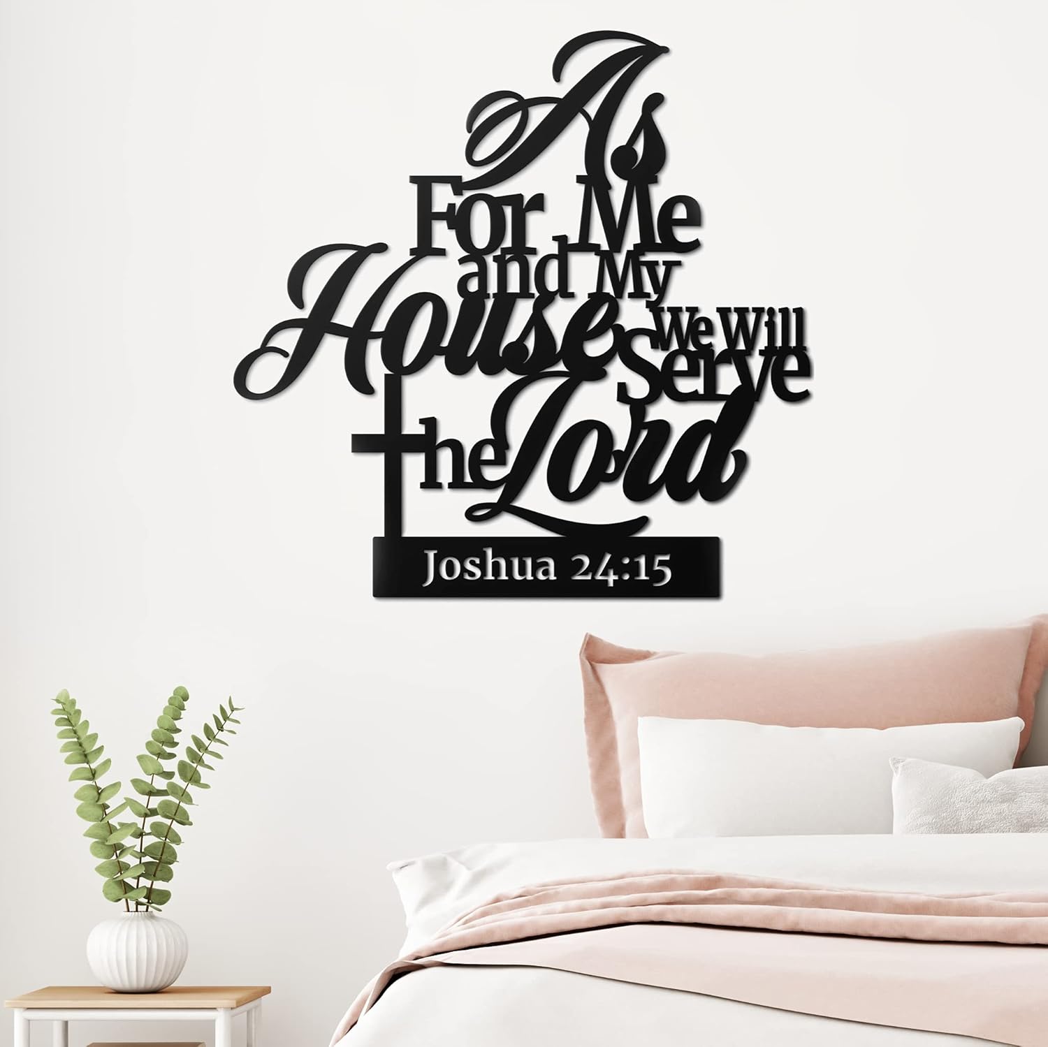 Vivegate Metal Bible Verse Wall Decor - "As For Me And My House" Christian Sign | Black