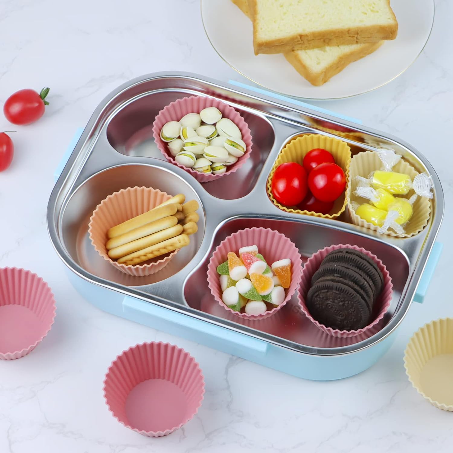 Skiennix Silicone Baking Muffin Cups - 12 Pack Reusable Cupcake Liners, BPA Free & Dishwasher Safe | Orange Series
