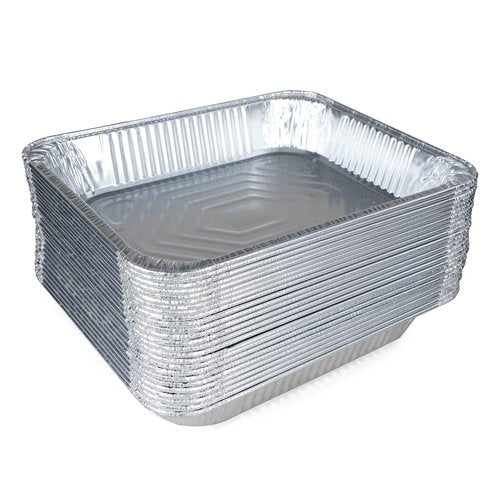 IDL Packaging Half-Size Aluminum Steam Table Pans - Medium, 13" x 11" x 2" (pack of 25) - Disposable Foil Pan for Grilling, Roasting, BBQ, Cooking, Baking, Freezing