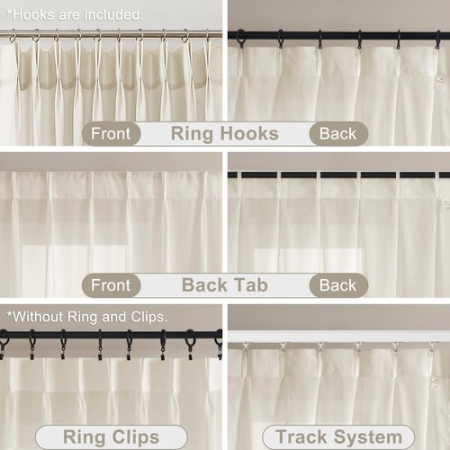 WEST LAKE Egret Ivory Pinch Pleated Sheer Curtains 102 Inches Long,Cream Soft Rustic Drapes for Bedroom Living Room,Farmhouse Back Tab Hook Window Treatment,Custom Multi Sizes,58" Wx102 Lx2
