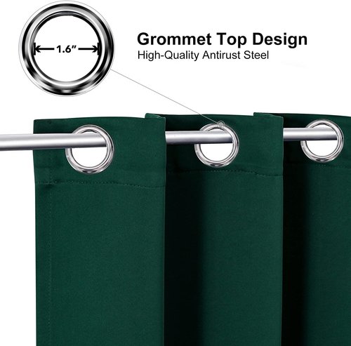 ChrisDowa Grommet Blackout Curtains - Thermal Insulated Room Darkening Panels, Forest Green, 38W x 54L