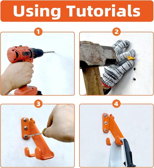 Chainsaw Hanger - Heavy Duty Wall Mount Holder for Garage Organization | 2 Pack Storage Solution