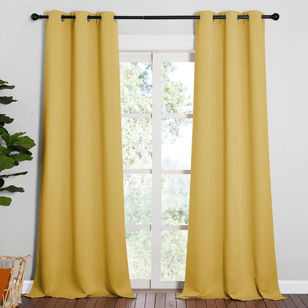 NICETOWN Yellow Blackout Drapes - Light Blocking Privacy Curtain Panels | Set of 2, 42" x 95" for Home Decor