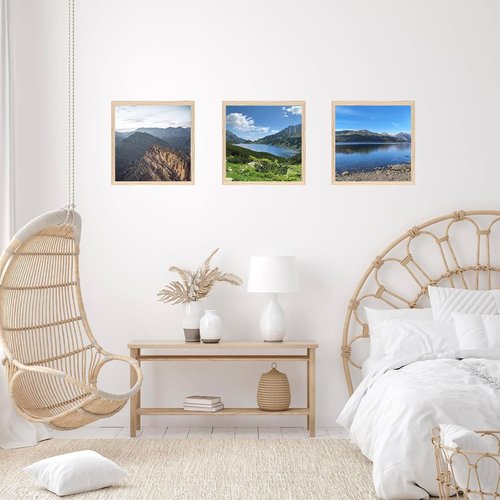 JCJMY 8x8 Picture Frame - Versatile Wall Mount or Tabletop Display | Shatter-Resistant Plexiglass, Natural Finish