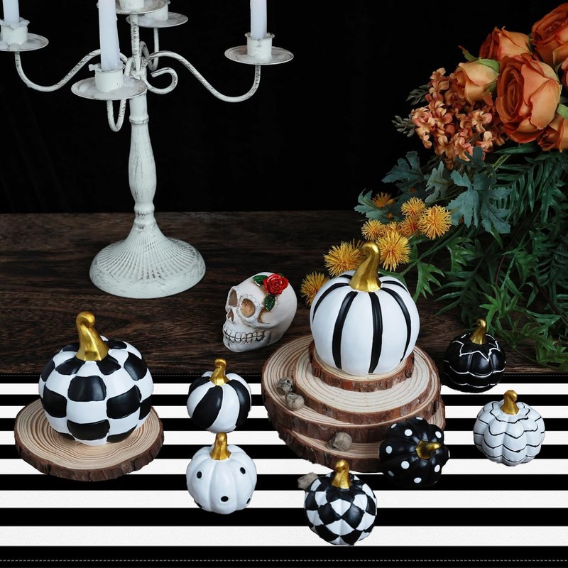 Black and White Table Runner 13x90inchs Black White Striped Table Runner for Party Table Decor Linen Runner for Kitchen Dining Decor