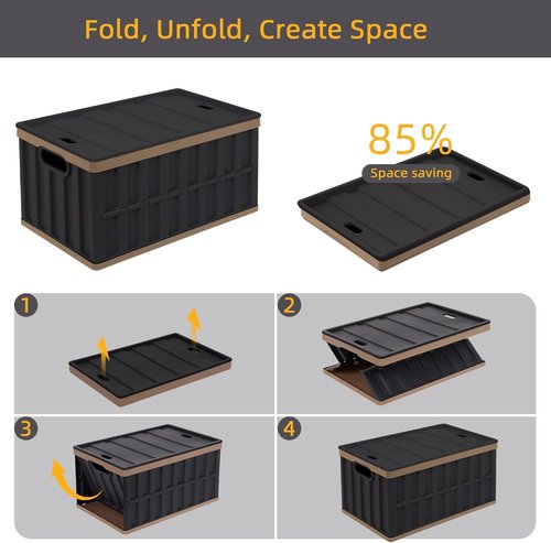 Citylife 64L Collapsible Storage Bins - Heavy-Duty Plastic Containers with Lids | 2-Pack for Easy Organization
