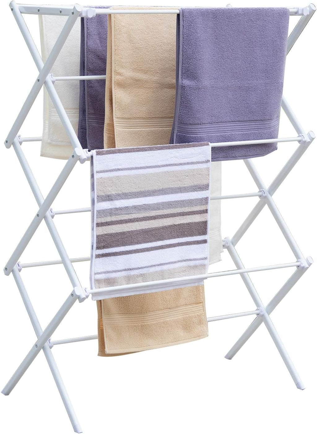 Regine Switzerland Foldable Clothes Drying Rack - Portable 3-Tier Laundry Organizer for Indoor/Outdoor Use, White
