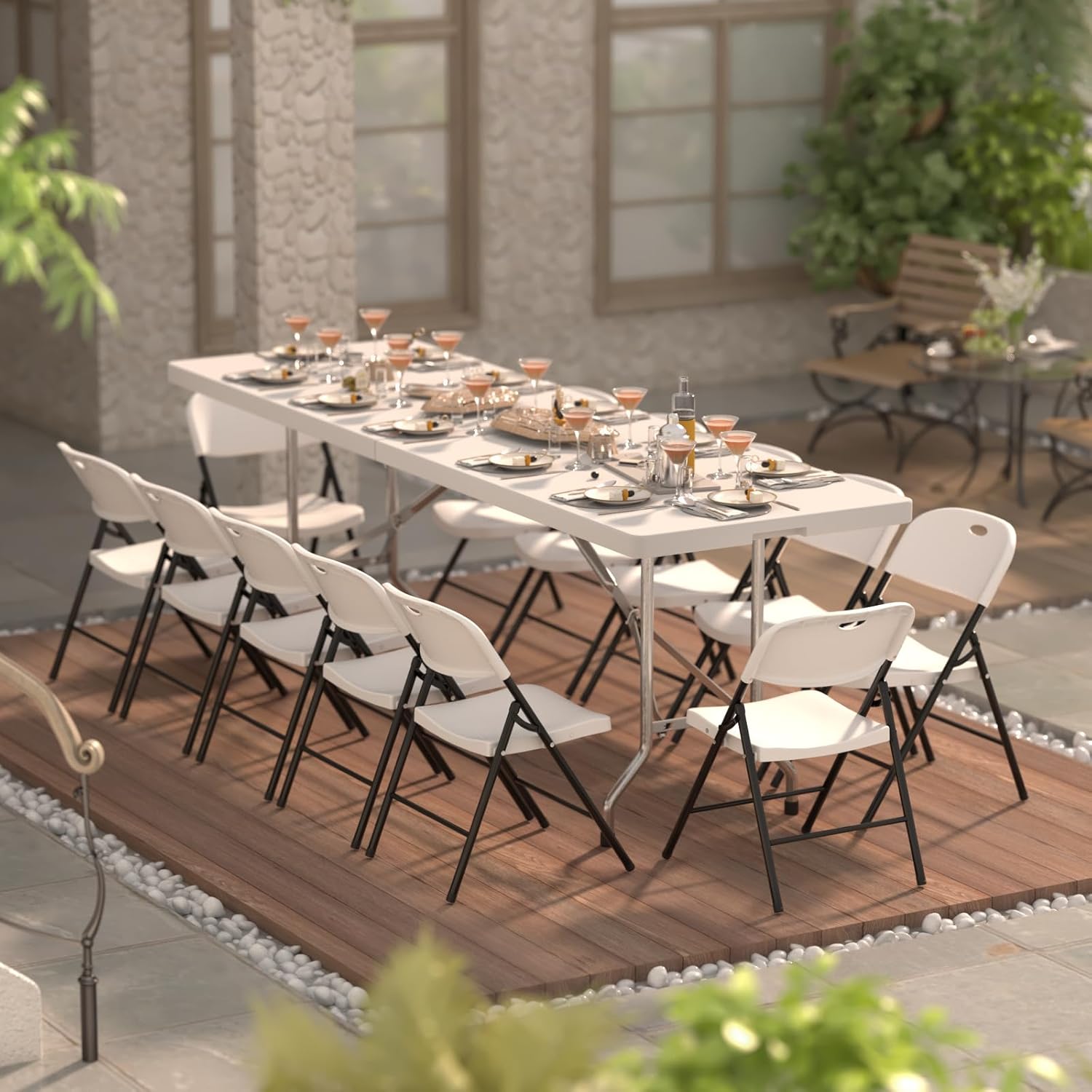 Nazhura Heavy Duty Folding Chair - 350 Weight Limit, Reinforced Steel Frame | White for Indoor & Outdoor Use