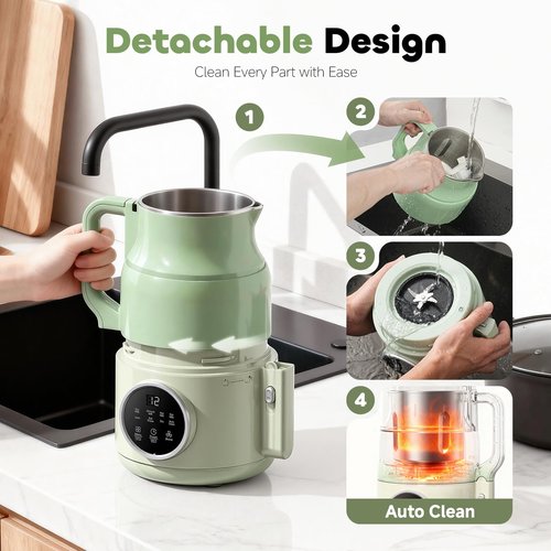 AESTHETERN Nut Milk Maker Machine, Soy Milk & Oat Milk Maker with 8 Presets, High-Speed Blender, Auto-Clean, Delay Start, 33oz Almond Milk Maker for Plant-Based & Dairy-Free Beverages, Green