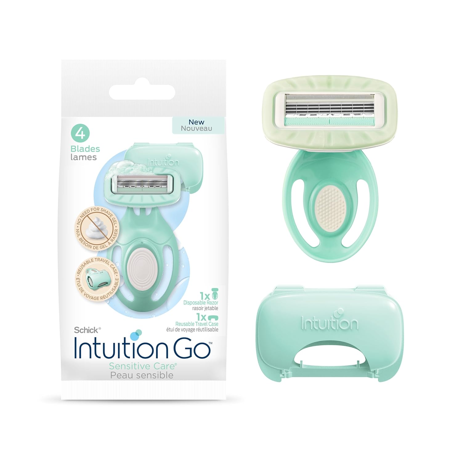 Schick Intuition Go Disposable Razor - Women's Travel Razor with Organic Aloe for Sensitive Skin | 1ct