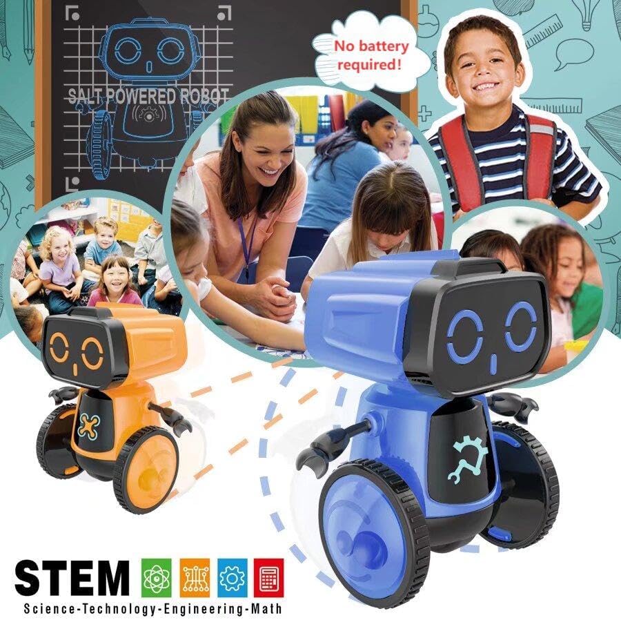 Science Saltwater-Powered Robot Kit - DIY STEM Toy for Creative Experiments | Eco-Friendly Gift for Kids (Blue)