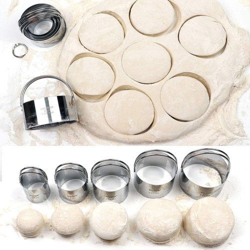HULISEN Biscuit Cutter Set - 5 Professional Round Cookie Cutters with Handle | Ideal Baking Tools
