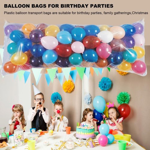 Balloon Transport Bags 8 Pack - Heavy-Duty 98.4"x59" Clear Plastic Bags for Party Decorations