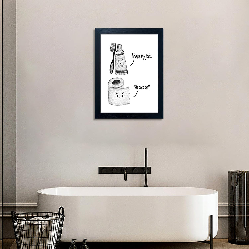 Skiennix Kids Bathroom Decor - Cute Children's Wall Art | Funny Framed Canvas Print for Guest Restroom