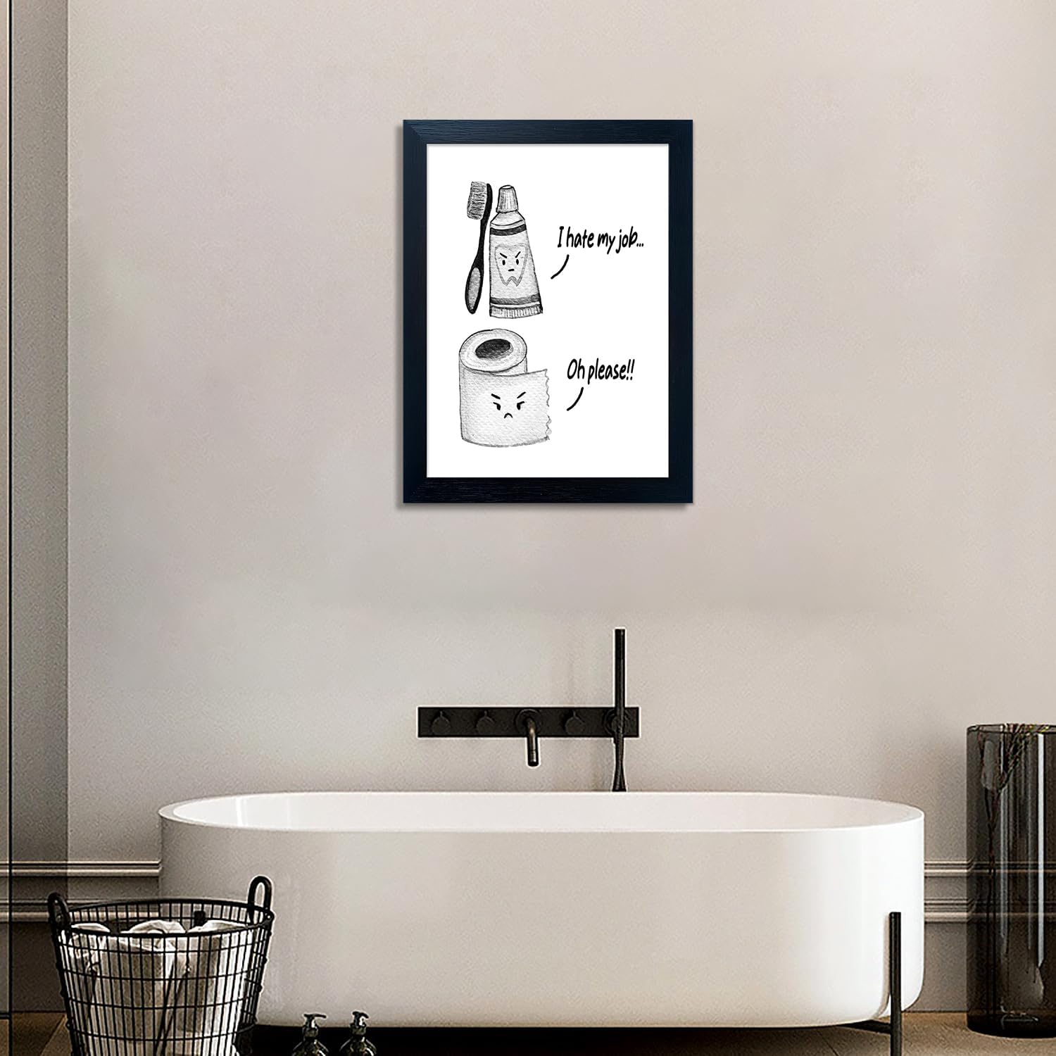 Skiennix Kids Bathroom Decor - Cute Children's Wall Art | Funny Framed Canvas Print for Guest Restroom