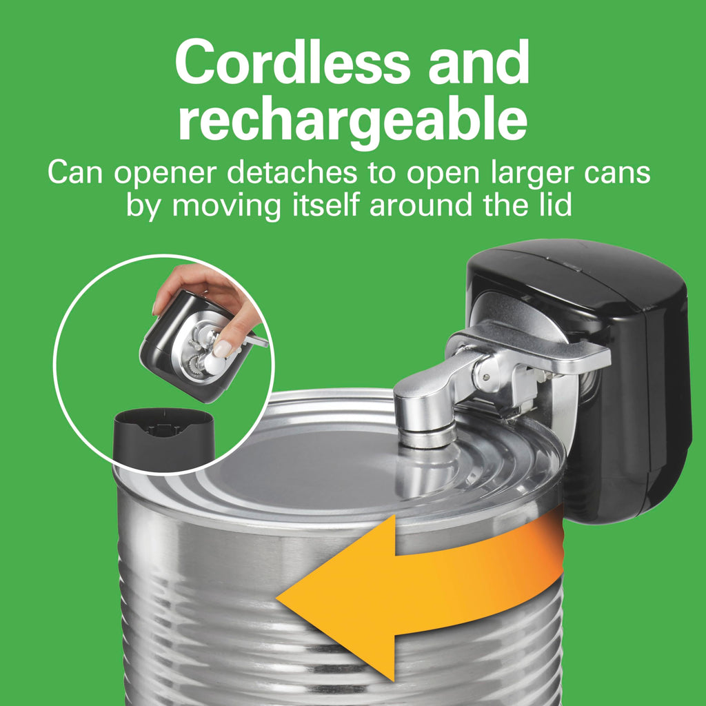 Hamilton Beach 76611 FlexCut 2-in-1 Cordless & Rechargeable Electric, Easily Standard Automatic Can Opener, Easy-Clean, With Removable Walking Cut Head