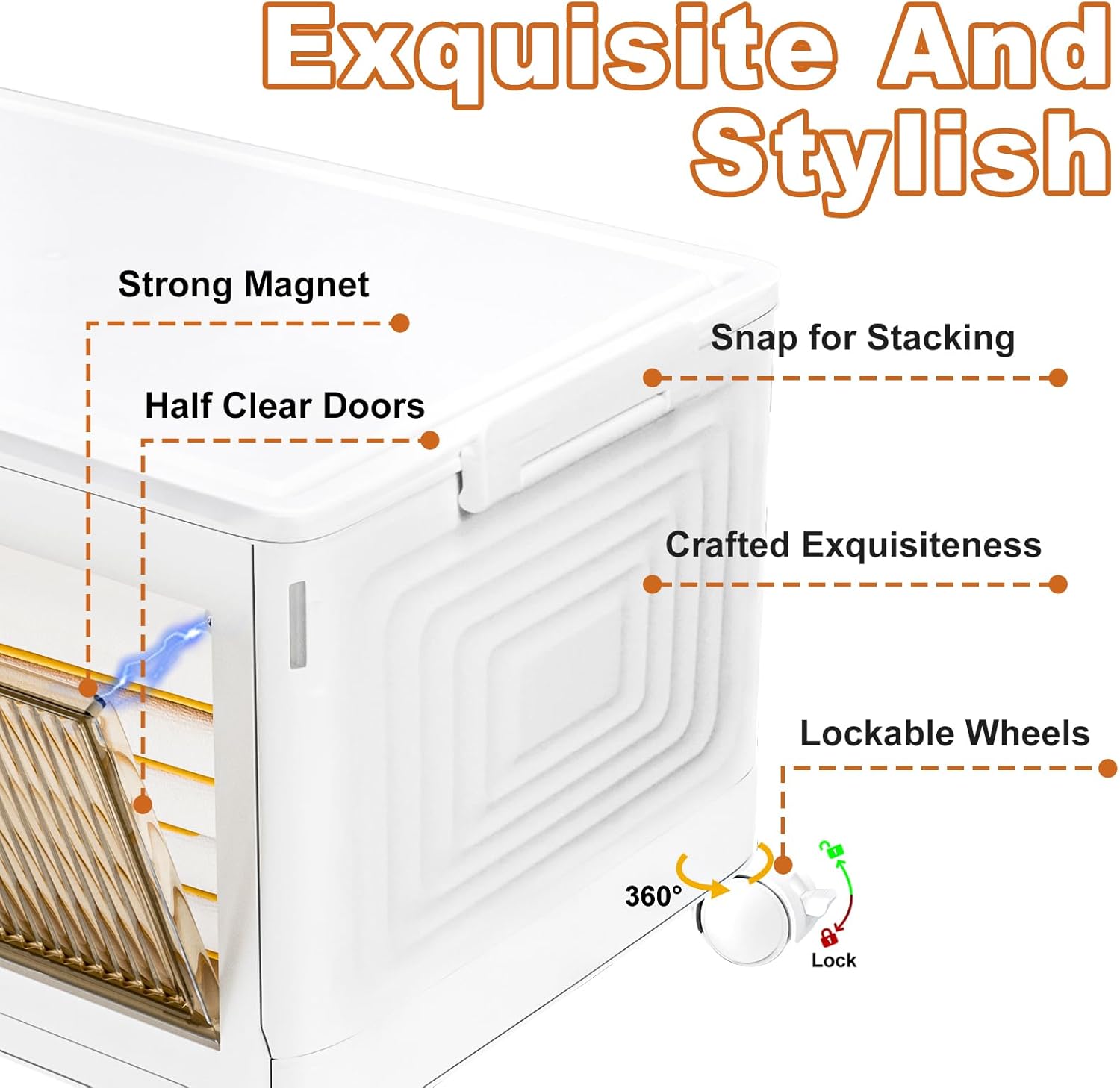Skiennix 4-Tier Stackable Storage Bins - Collapsible Closet Organizers with Lids & Wheels | 23QT Capacity