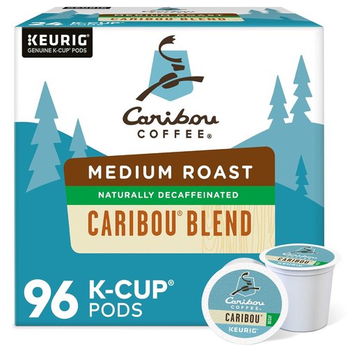 Caribou Coffee Decaf K-Cup Pods - Medium Roast, 96 Count | Perfect for Keurig Machines